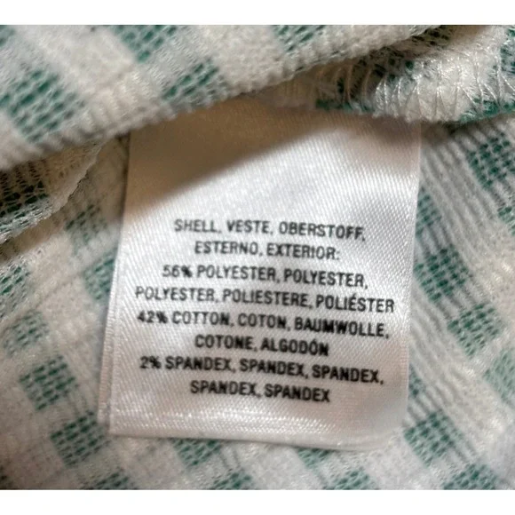 Maeve Tank Top Womens L Green White Striped Peplum V Neck Textured - Picture 8 of 13